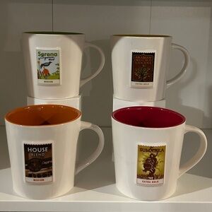 STARBUCKS-Set of 4 Different Raised Stamp Regional 16-ounce Mugs